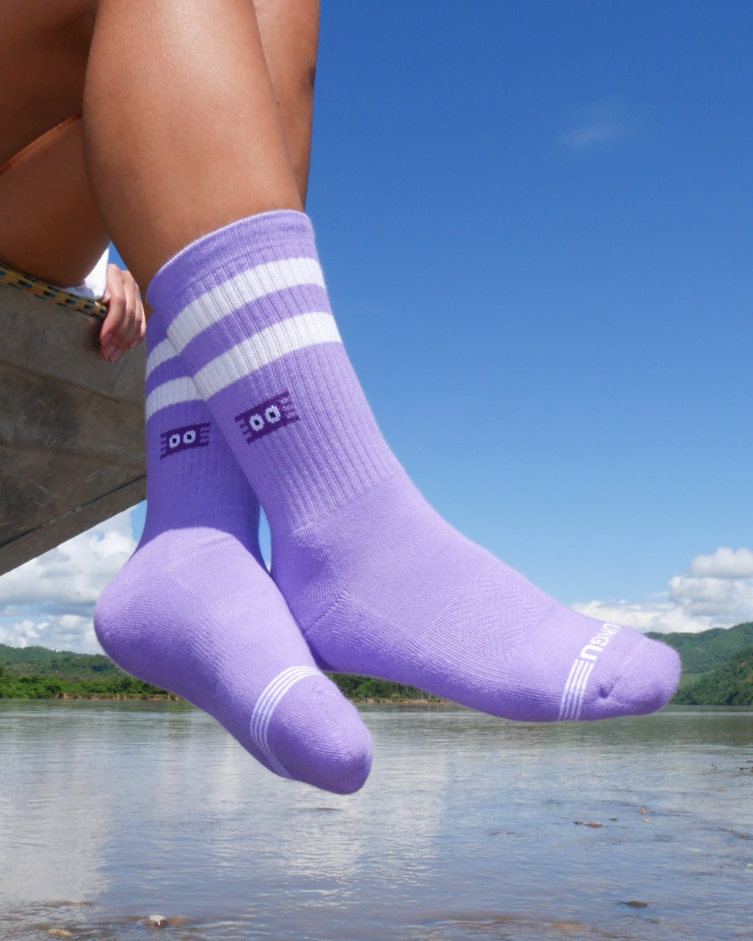 Purple Vintage Half Calf Socks