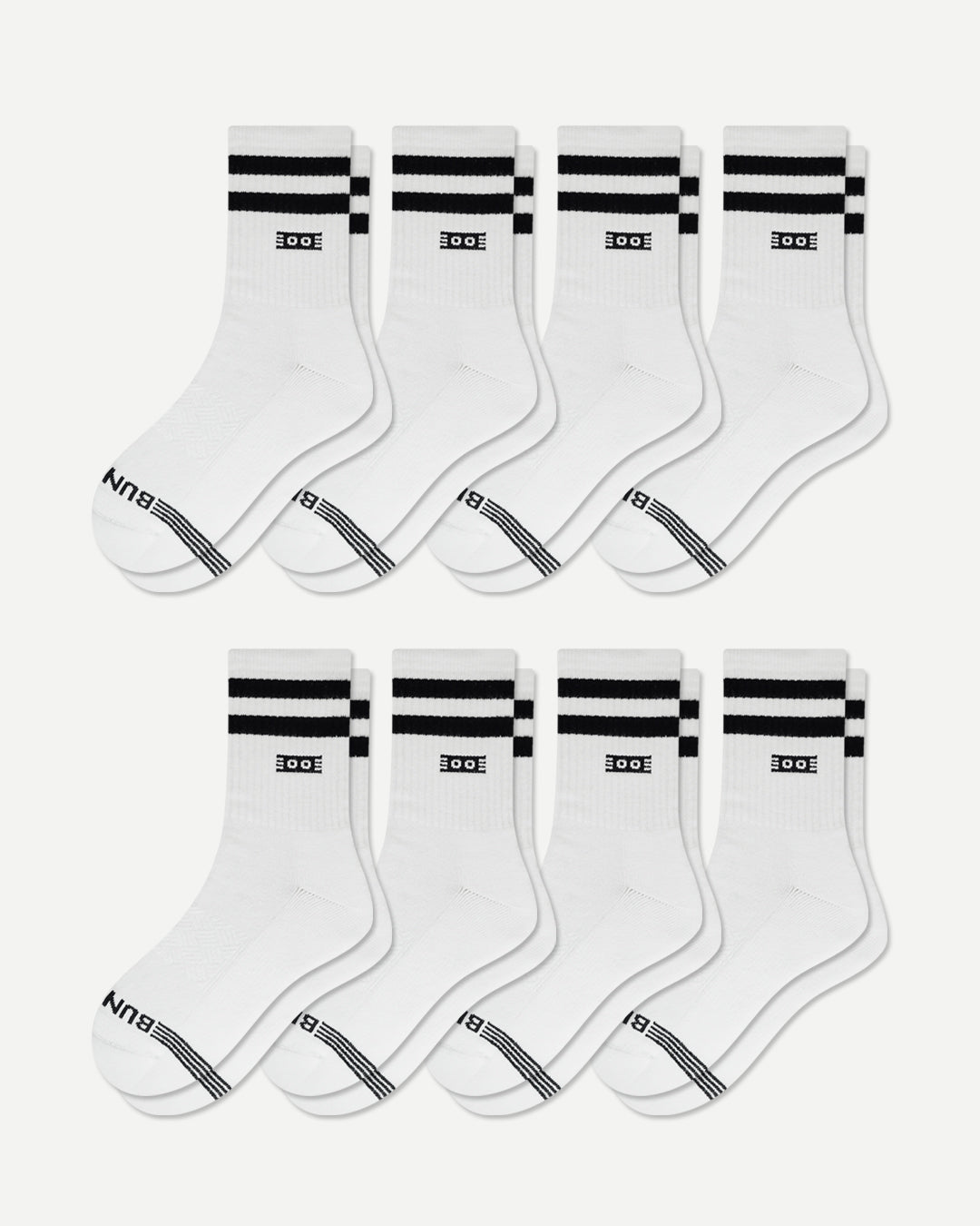 All white Vintage Half Calf Sock 8-Pack